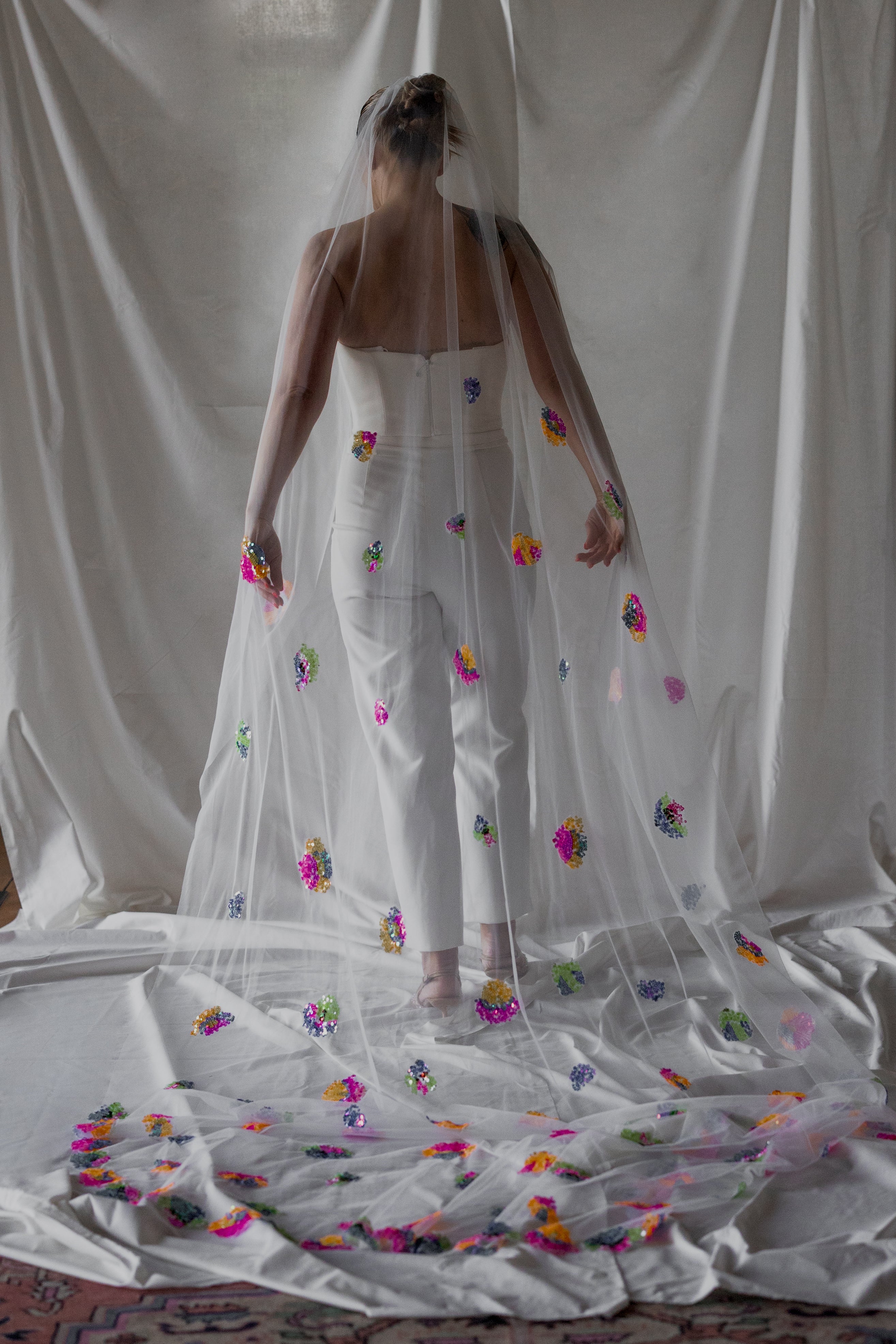 Colour Pop | Ivory Tulle Veil with Coloured Sequin Trim – Mizz Rio