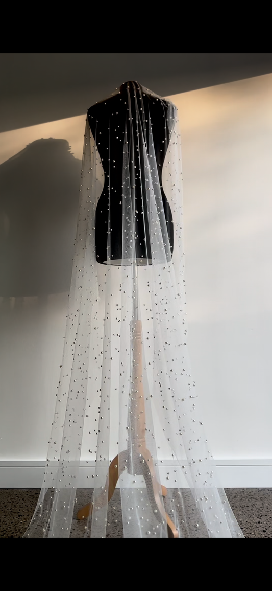 Pearl Dotted Tulle | Wedding Veil