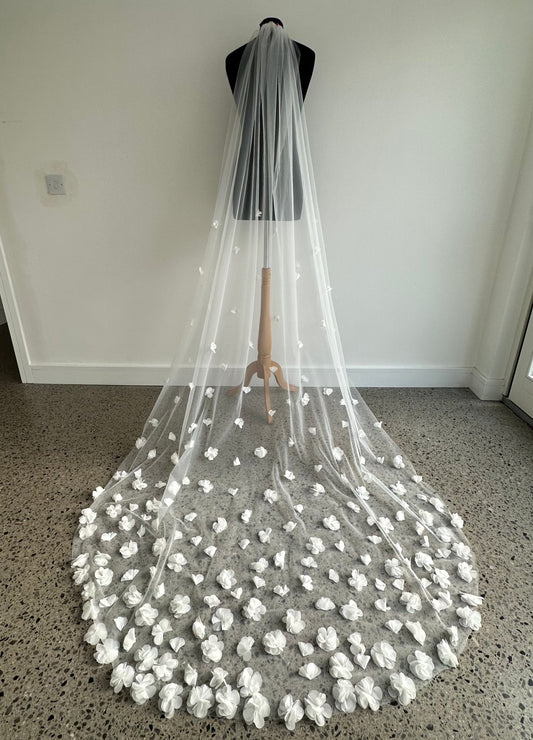 Bridal Wedding Veil with 3d lace 