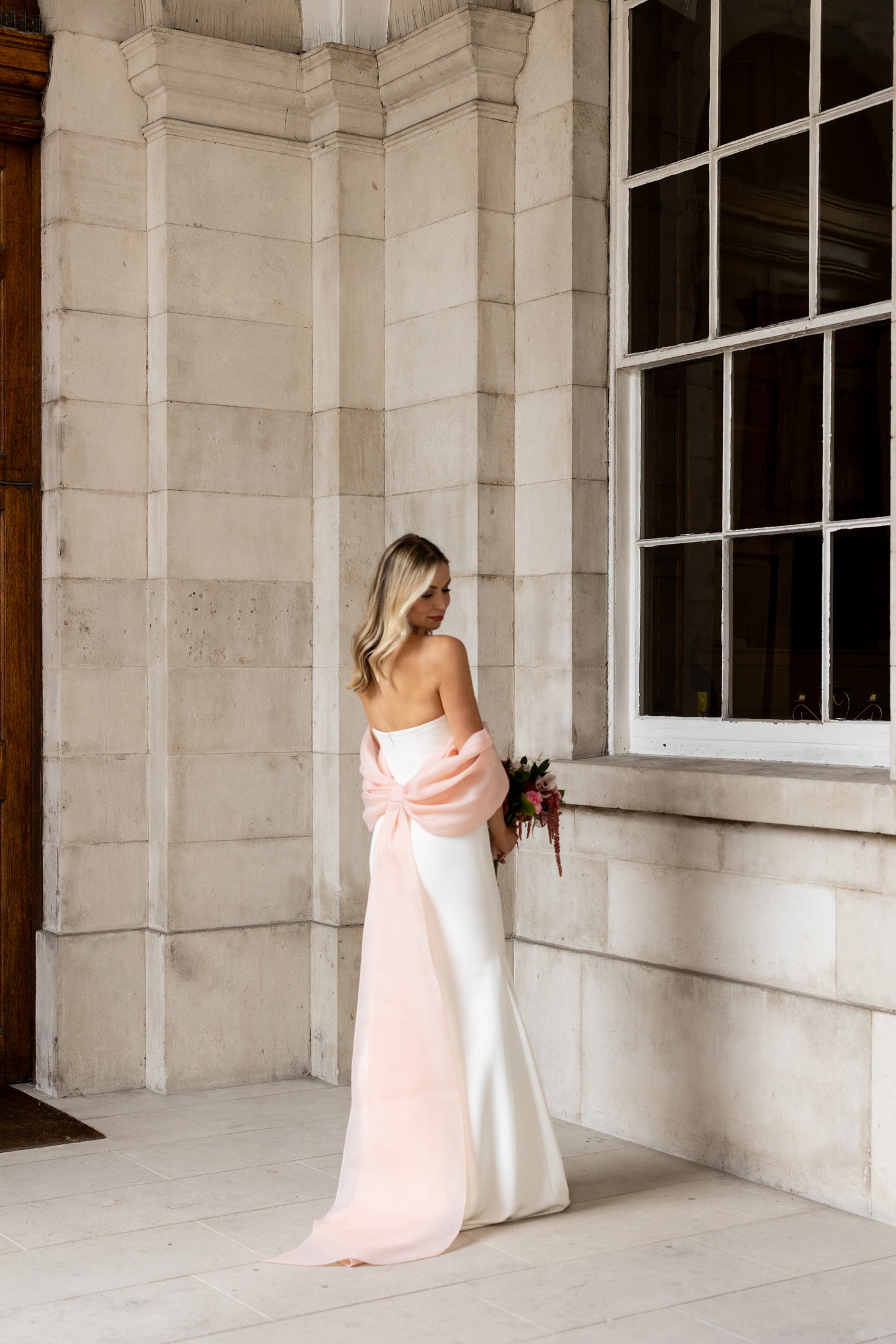 pink bow wedding dress amora