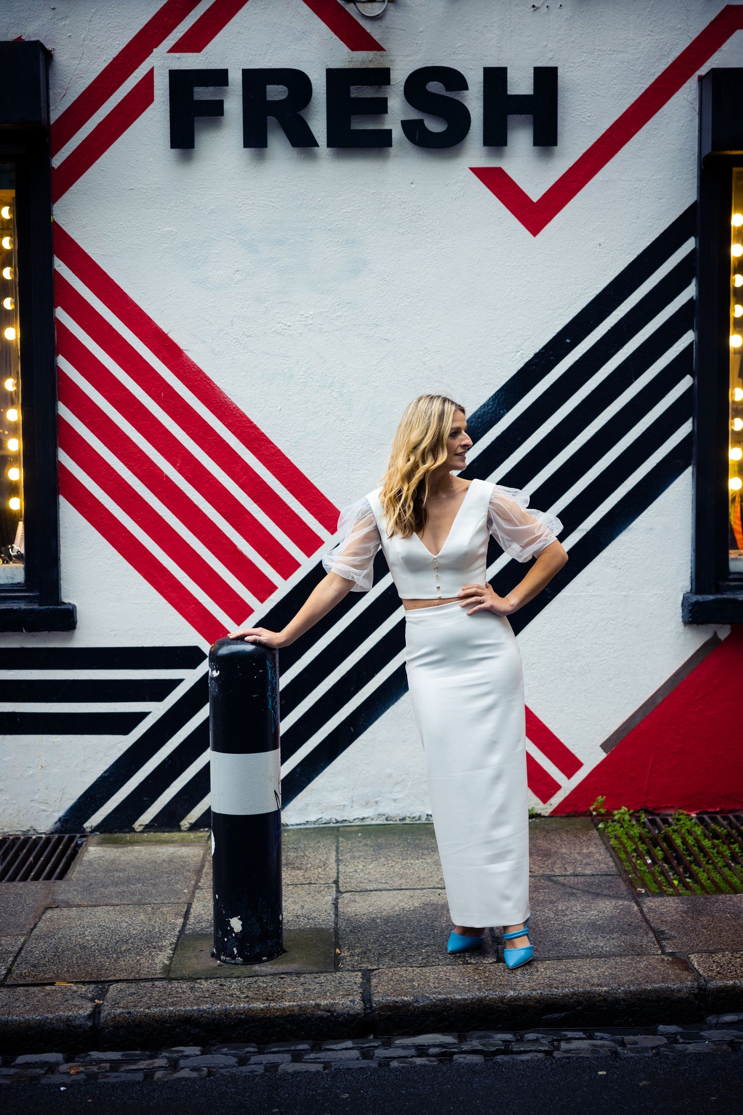 Irish bride wears bridal skirt and top separates in Cork 