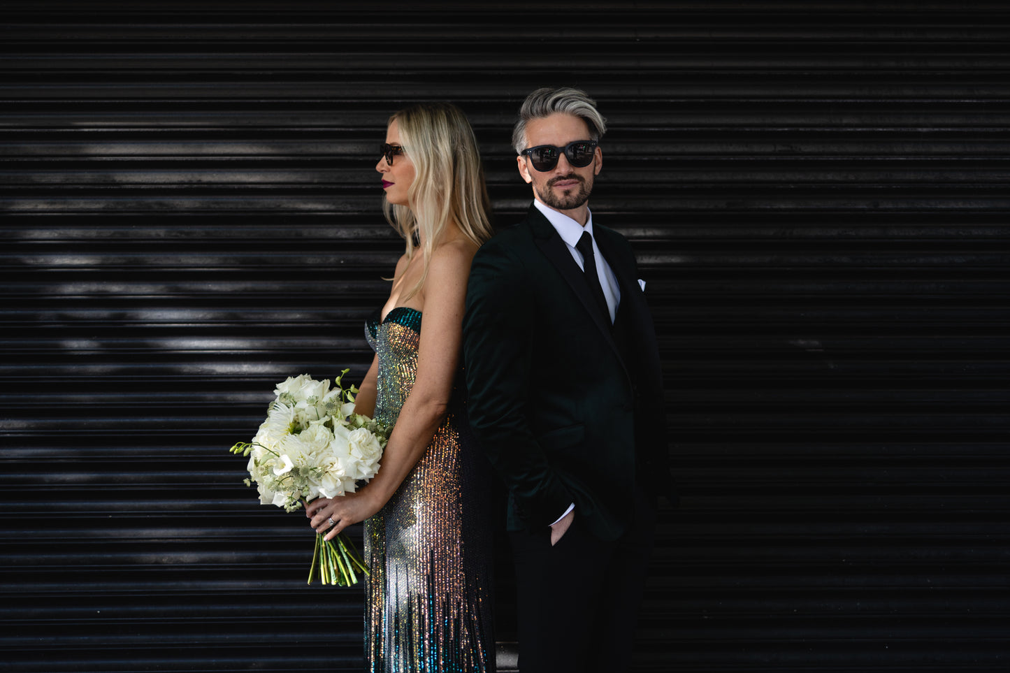 Sequin wedding jumpsuit Ireland – modern alternative bridal outfit designed by Mizz Rio for non-traditional brides